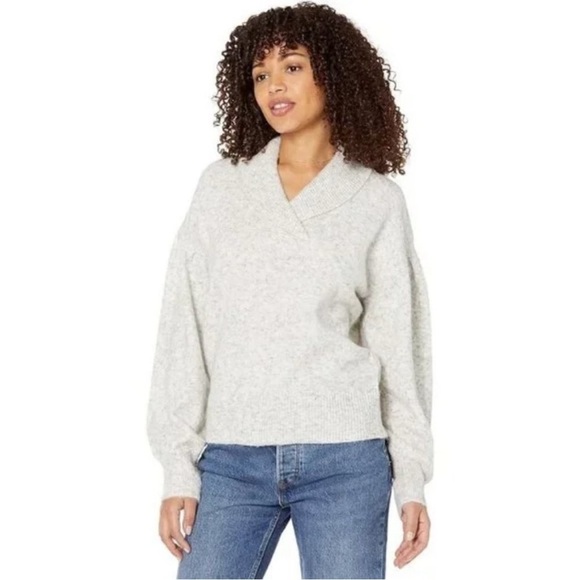 Madewell Vinson Shawl-Collar Pullover Sweater Heathered Grey Size M NWT - Picture 1 of 8